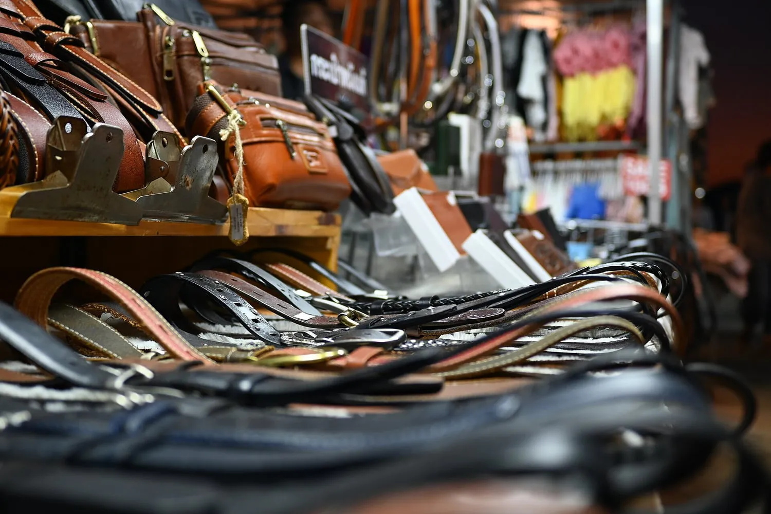 A worn leather bag photographed close up